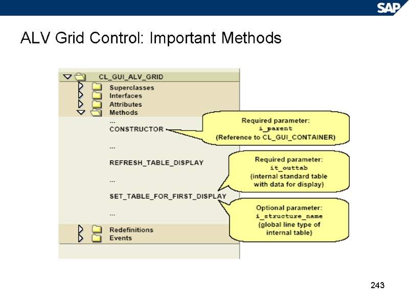 243 ALV Grid Control: Important Methods